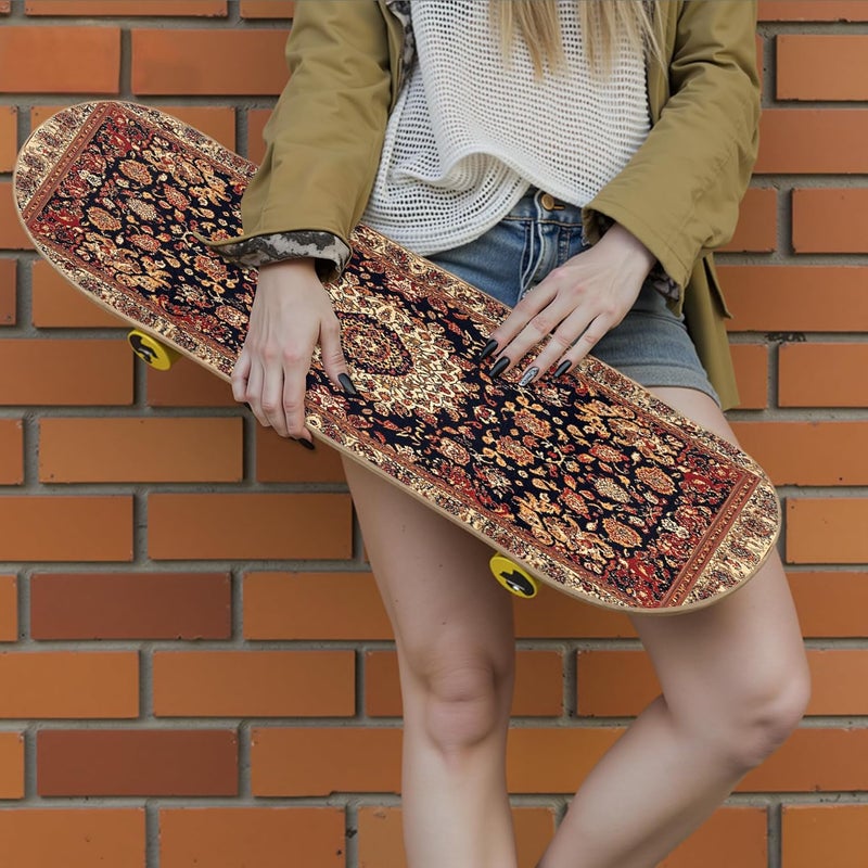aportt Vintage Brown Rug Grip Tape Dark Brown Retro Carpet Western Aesthetic Skateboard Grip Tape 33x9 inch Non-Slip Sandpaper Tape, Grip Tapes for Skateboard Longboard Roller Board Stair Treads - Image 5